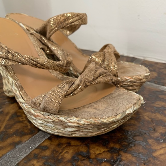 EUC STUART WEITZMAN METALLIC FABRIC ESPADRILLES - Picture 11 of 16